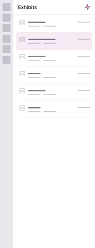 Sidebar that shows a list of all linked exhibits in the transcript